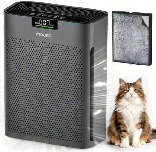 MOOKA Air Purifier for Home Bedroom Large Room 2200 Ft², HEPA Filter, White